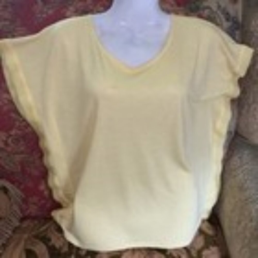 The Limited Women's Small Yellow Short Sleeve Blouse Square boxy blouse Linen